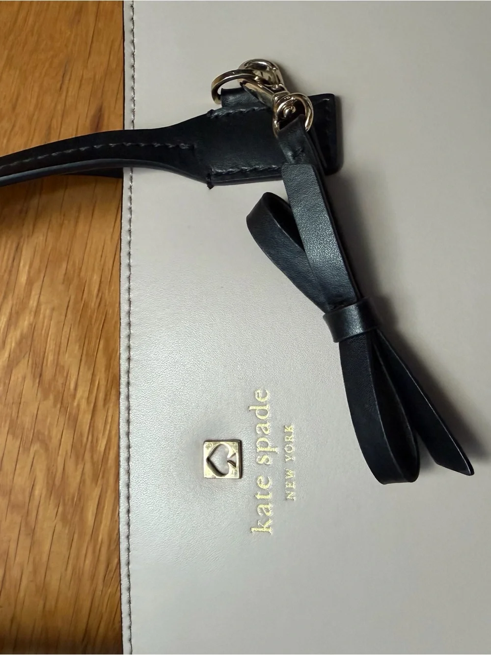 Kate Spade New York Colorblock Leather Tote Cream Black Large Shoulder Bag